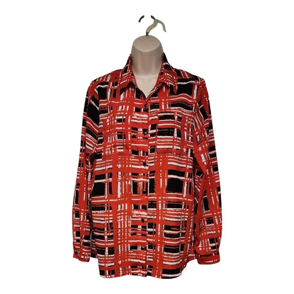 Susan Graver Top Women’s Size US 4 Long Sleeve Button Front Shirt Blouse